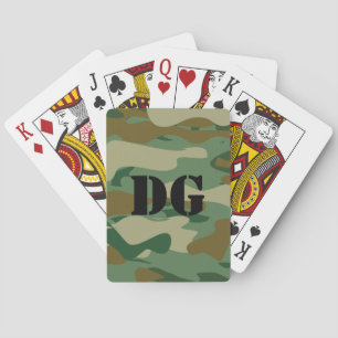 Cartes à jouer couleur camouflage avec monogramme 