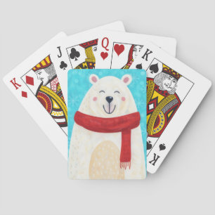 Cartes à jouer d'art de vacances d'ours polaire mi