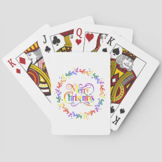 Cartes à jouer de couronne de Noël arc-en-ciel joy