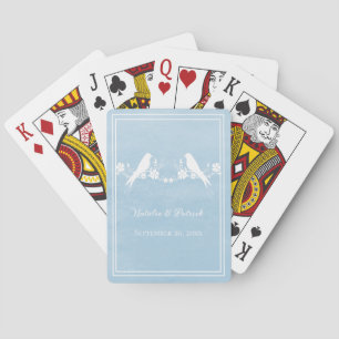 Cartes à jouer de mariage florales Blue Lovebird