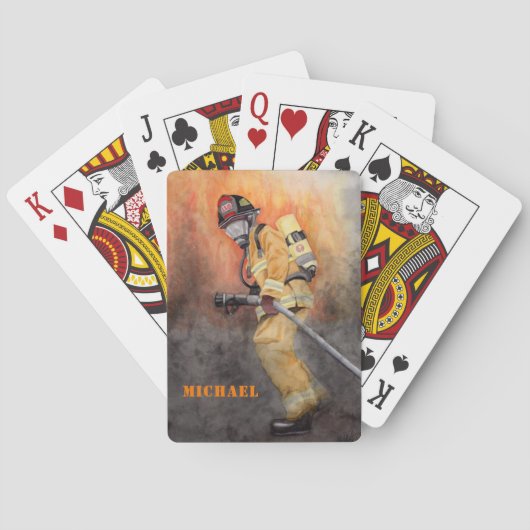 Cartes à jouer de pompier à l'aquarelle (dos)