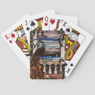 Cartes à jouer en verre coloré Paon