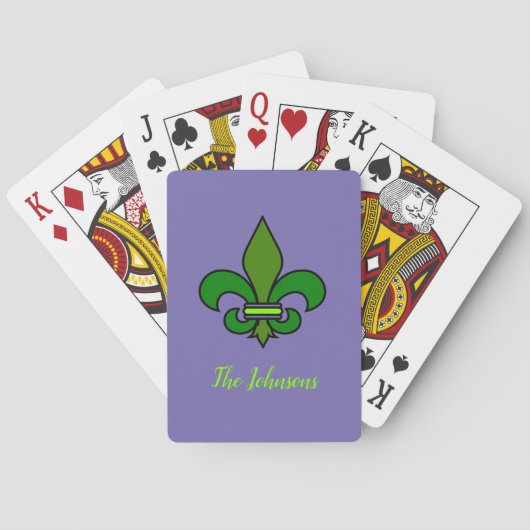 Cartes à jouer Fleur de Lis Violet Mardi Gras (dos)