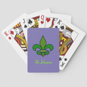 Cartes à jouer Fleur de Lis violettes pour Mardi G