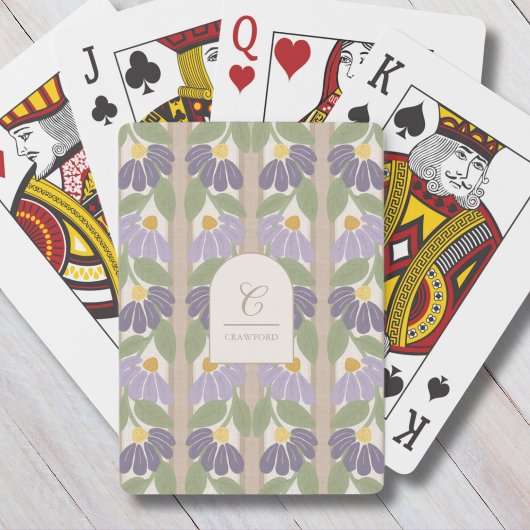 Cartes à jouer florales monogrammées