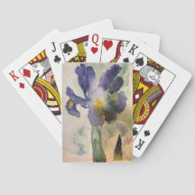 Cartes à jouer - Iris bleu aquarelle peinte à la m