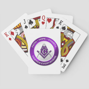 Cartes à jouer maçonniques violettes