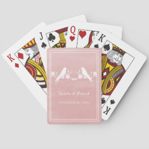 Cartes à jouer mariage floral Lovebird rose