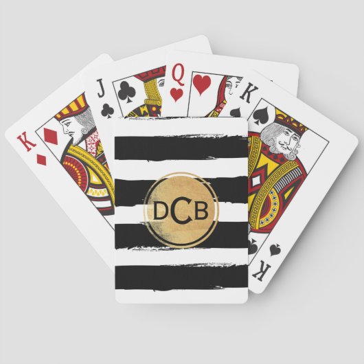 Cartes à jouer Monogramme Noir et Or (dos)