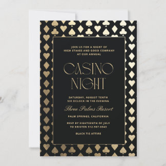 Cartes à jouer noir et or pour invitation de soiré