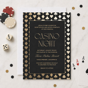 Cartes à jouer noir et or pour invitation de soiré