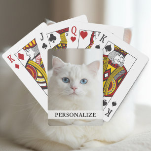 Cartes à jouer personnalisées chat blanc aux yeu