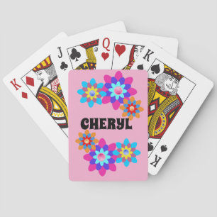 CARTES À JOUER PERSONNALISÉES HIPPIE GROOVY ROSE