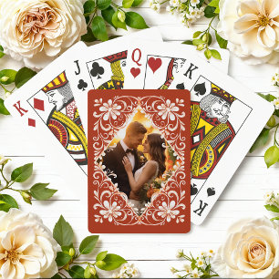 Cartes à jouer photo romantique rouge rouille