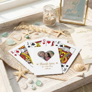 Cartes à jouer pour mariage avec photo de cœur en