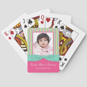 Cartes à jouer rayées Aqua Jaune Vert Rose Photo