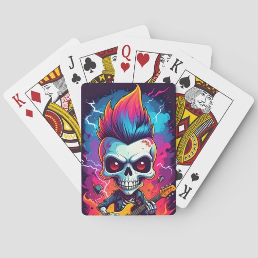 Cartes à jouer Rocker Skull avec Mohawk Classique (dos)