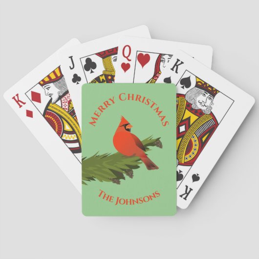 Cartes à jouer rouges Cardinal de Noël Oiseau vert (dos)