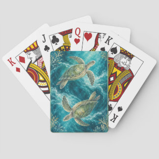 Cartes à jouer Tortue de mer aquarelle océan