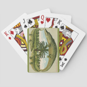 Cartes à jouer vintage sur carte postale d'alligat