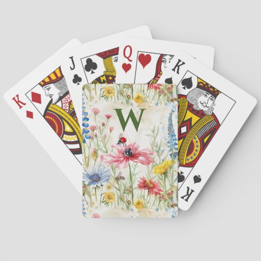 Cartes à jouer Wildflower avec coccinelles initial (dos)