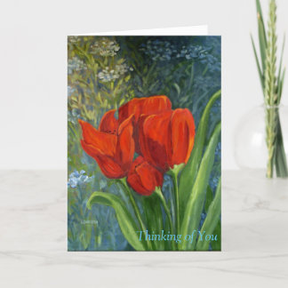 Cartes à notes florales avec tulipes rouges - Art