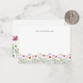 Cartes à notes florales chic fleurs sauvages (Devant/Arrière en situation)
