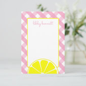Cartes à notes personnalisées en limonade rose (Debout devant)