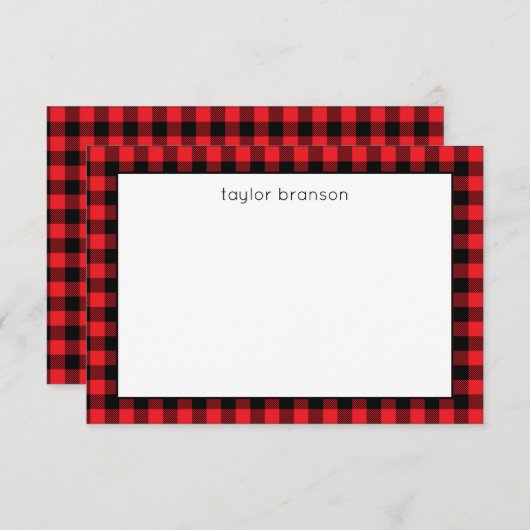 Cartes à notes personnalisées Plaid Buffalo (Devant / Derrière)