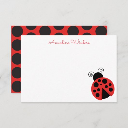 Cartes à notes personnalisées Poka Dot Ladybug (Devant / Derrière)
