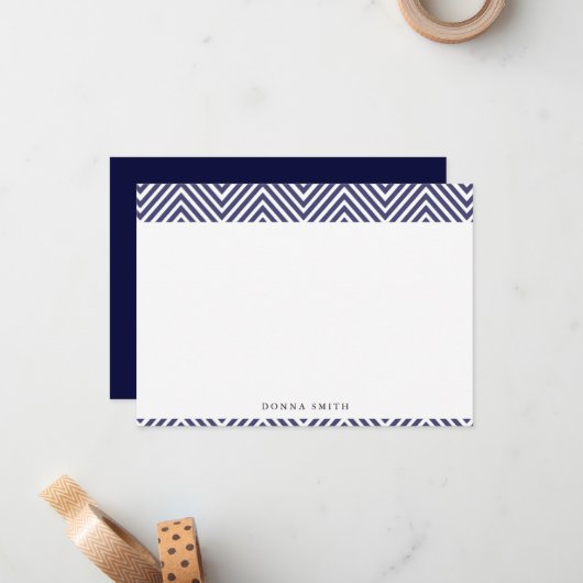 Cartes à notes plates Chevron Sharp Navy (Devant/Arrière en situation)