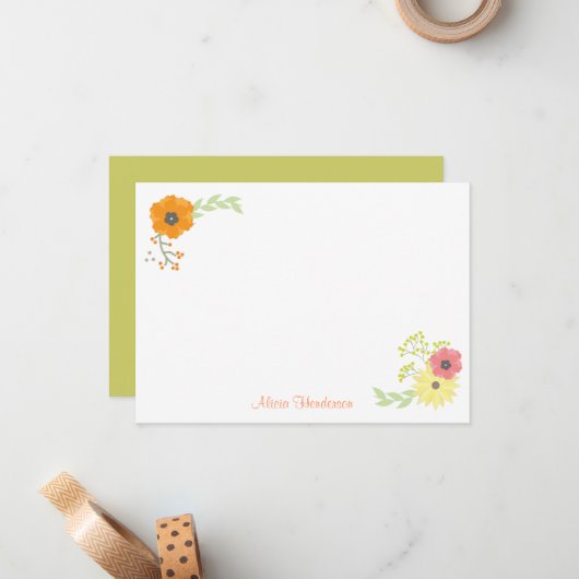 Cartes à notes plates Flower Garden (Devant/Arrière en situation)