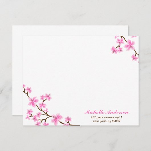 Cartes à notes plates personnalisées Fleurs de cer (Devant / Derrière)