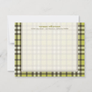 Cartes à notes plates préppy Plaid personnalisées