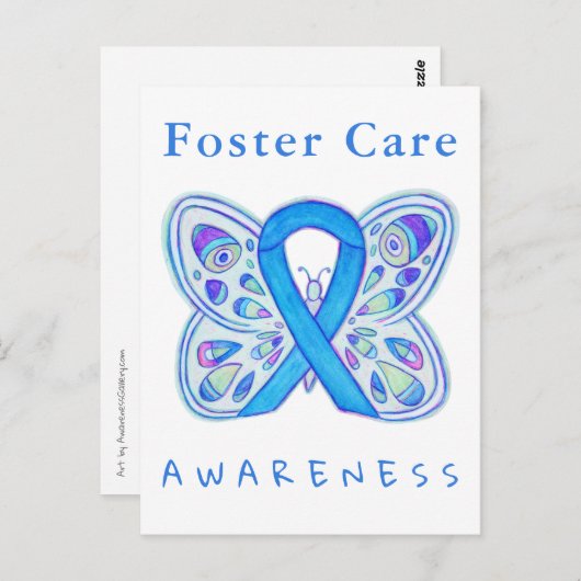 Cartes à papillon Foster Care Blue Awareness (Devant / Derrière)