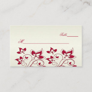 Cartes à puces florales rouges et ivoires