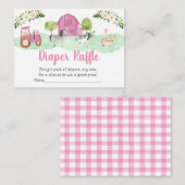 Cartes à rayures de Baby shower de ferme rose (Devant / Derrière)