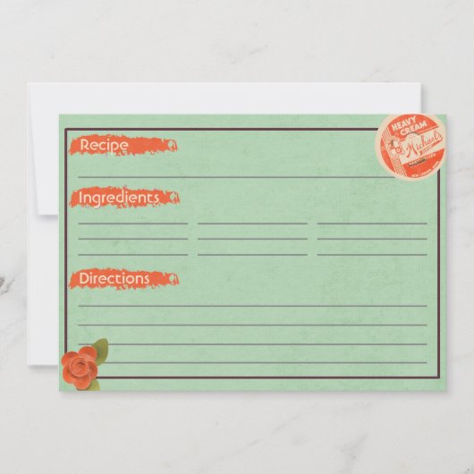 Cartes à recettes à crème lourde (Devant)