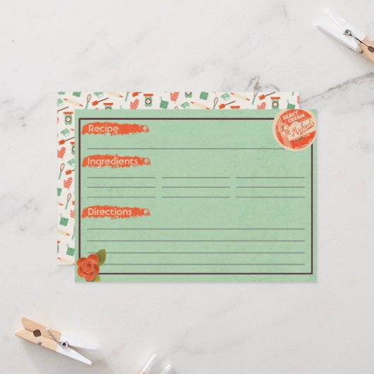 Cartes à recettes à crème lourde (Devant/Arrière en situation)