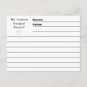 Cartes à recettes "Cocktail favori"