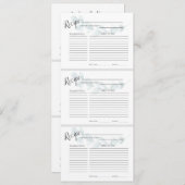 Cartes à recettes florale bleu poussiéreux (Devant / Derrière)