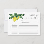 Cartes à recettes imprimables Aquarelle citrons (Devant)