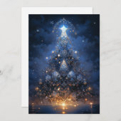 Cartes Abstrait de Noël bleu Tribal (Devant / Derrière)