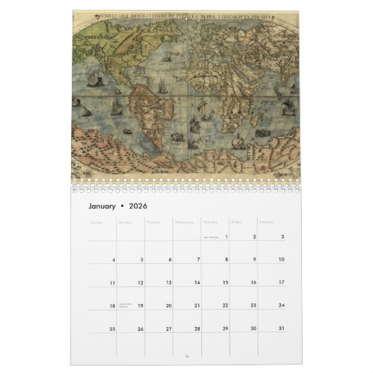 Cartes antiques du calendrier du monde (Jan 2026)