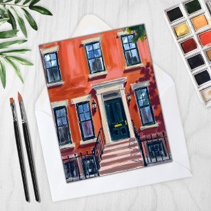 Cartes aquarelles de Brownstones de Boston Massach
