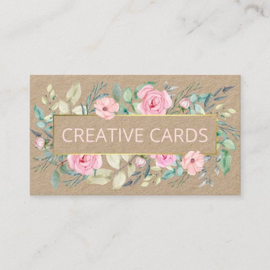 Cartes artisanales de Bouquet Kraft Scbooking (Devant)