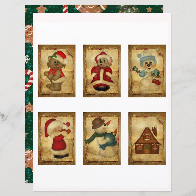 Cartes ATC de Noël Vintage (Devant / Derrière)
