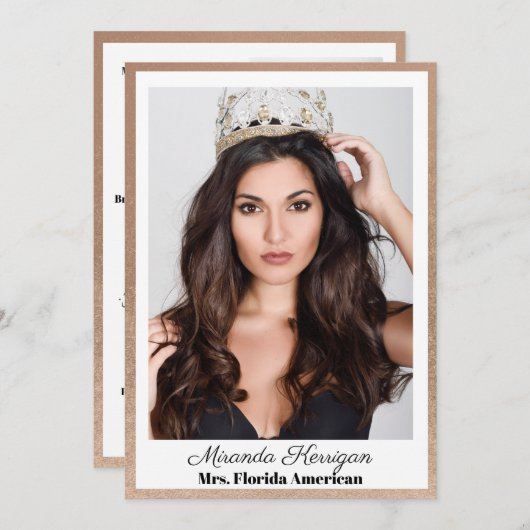 Cartes auto du concours de bronze d'or (Devant / Derrière)