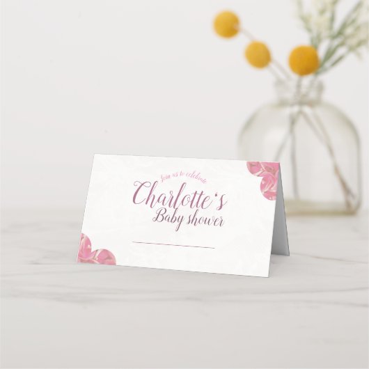 Cartes baby shower rose et crème (Devant)