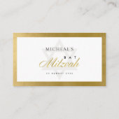 CARTES BAT MITZVAH SIMPLE PROPRE FAUX GOLD BAR (Dos)